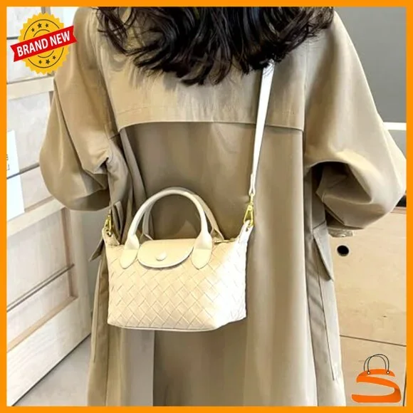 Mini Braided Faux Leather Top Handle Satchel Handbag Adjustable Strap - Picture 2 of 7